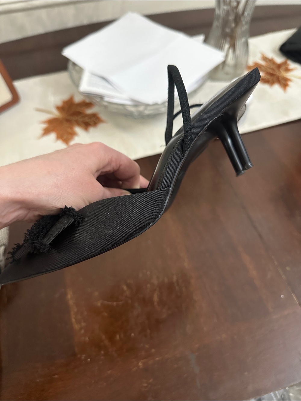 Zara Black Pointed Bow Slingbacks - Picture 4 of 5
